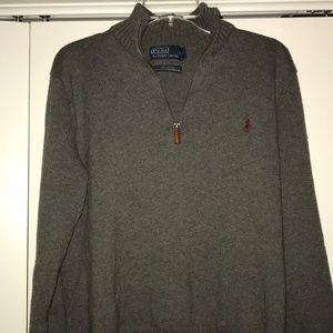 Polo Quarter Zip Sweater | Grey